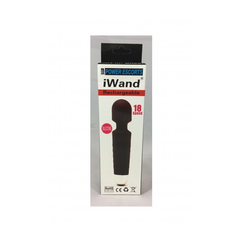 Iwand black rechargeable silicone bodywand massager